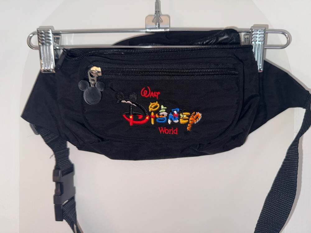 Walt Disney World Character Spell Out Black Fanny Pack Belt Bag